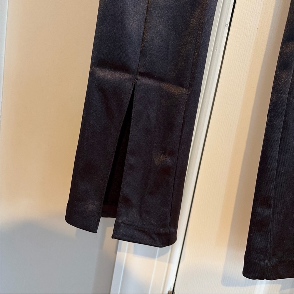 NWT ZARA Extra Long Slit Bottom Leggings Womens XS Black High Rise Minimalist - Picture 4 of 7